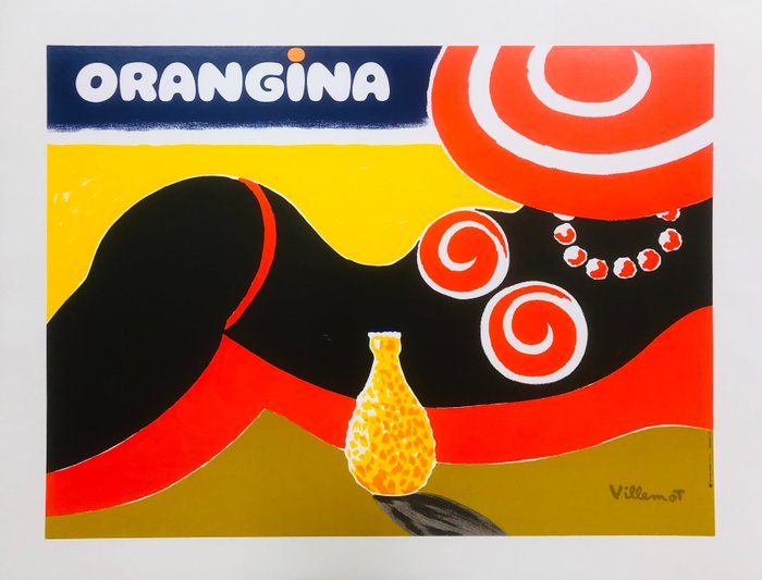 Bernard Villemot - Orangina On The Beach (linen backed on canvas) - 1980‹erne