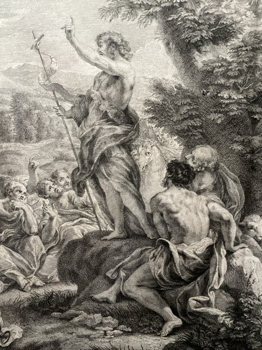 Giovanni Battista Gaulli, Il Baciccio (1639-1709), after; engraved by Bernard Lépicié (1698-1755) - St. John Preaching