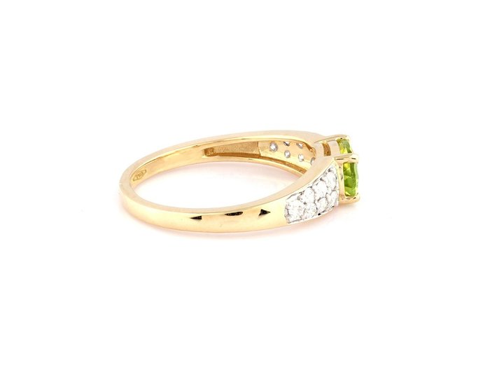 Ring - 18 kraat Gulguld -  1.01ct. tw. Peridot - Diamant