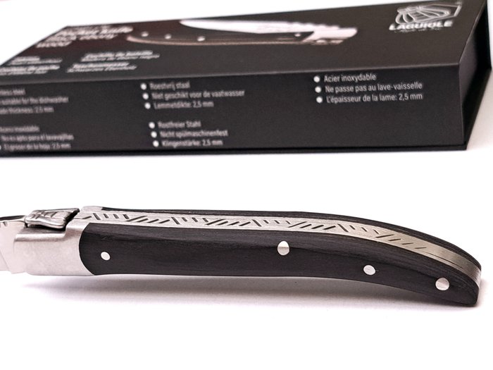 Laguiole - Pocket Knife - Black Ebony Wood - style de - Lommekniv