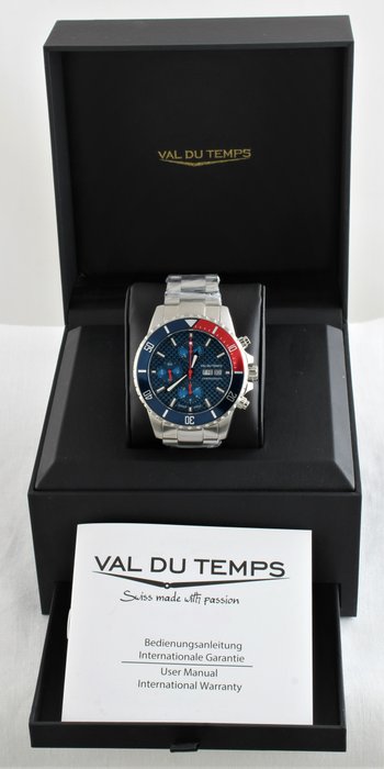 Val Du Temps - 'Lauberhorn' - Swiss Automatic - Chronograph Sellita SW-500 - Ref. No: VDT-019-500-11SS-bl - Mænd - 2024