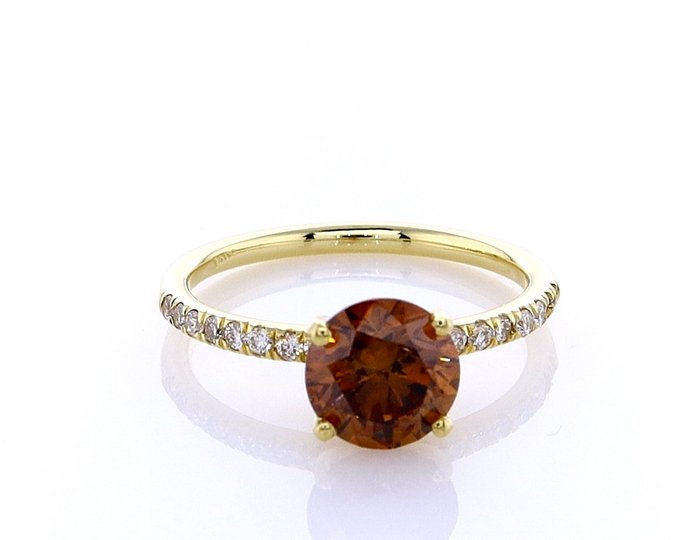 Ring - 14 karat Gulguld -  1.51ct. tw. Diamant (Naturfarvet) - Diamant