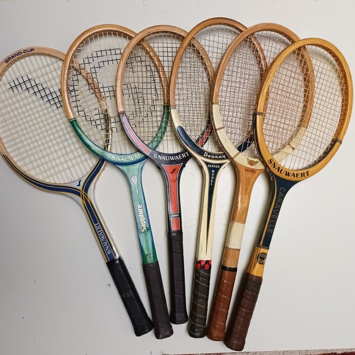 Mooie partij retro houten tennis raquets (6 stuks) - Periode jaren 60 en 70 - Tennis - Tennisketsjer