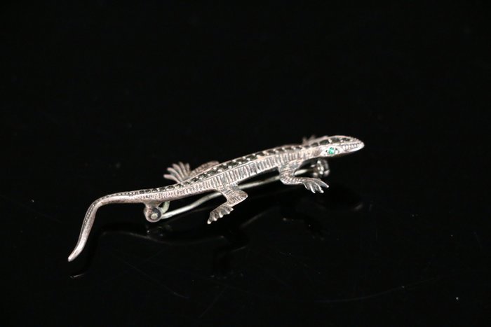 Ingen mindstepris - Broche .835 Sølv Broche - Salamander