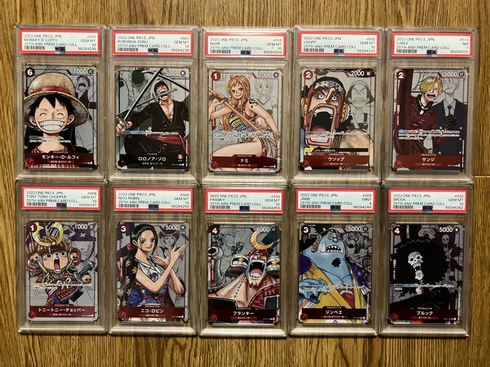 Bandai - 10 Graded card - 25th Anniversary Straw Hat Pirates - One piece - PSA 10, 9, 7