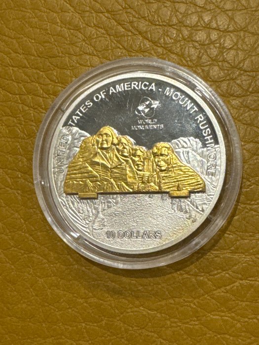 Cook-øerne. 10 Dollars 2008 USA Mount Rushmore - Skulpturmünze, 1 Oz (.999)  (Ingen mindstepris)