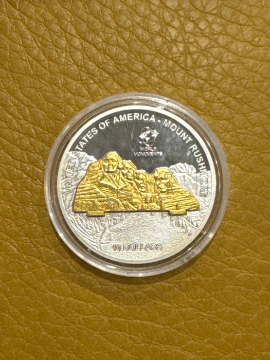 Cook-øerne. 10 Dollars 2008 USA Mount Rushmore - Skulpturmünze, 1 Oz (.999)  (Ingen mindstepris)