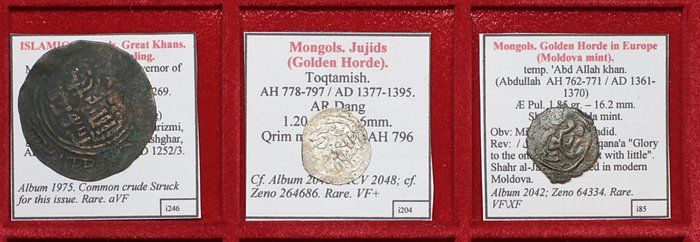 Mongoler, Golden Horde. Toqtamish, Möngke, Abdullah. Lot of 3 Rare Coins