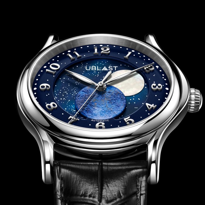 Ublast - Orbital Plane - Automatic Moon Phase - REFUBORPL42BU - Limited Edition + Watch Winder - Mænd - Ny