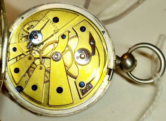 Echappement cylinder quatre trois rubis - French pocket watch - 445 - 1901-1949