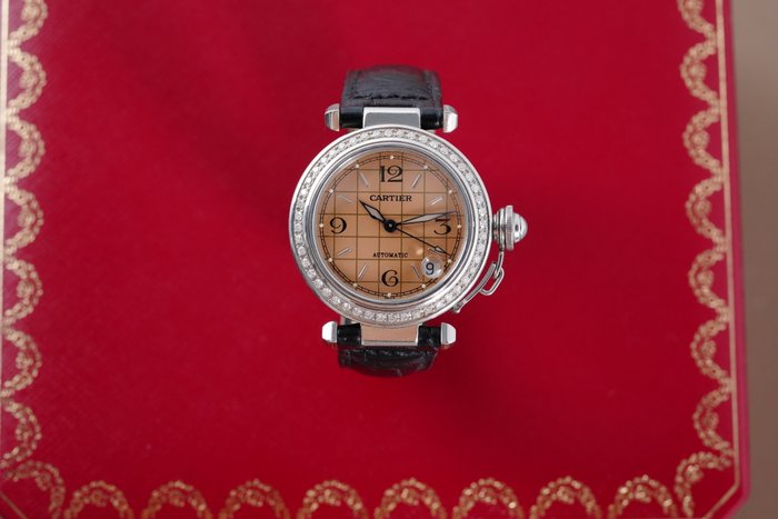 Cartier - Pasha C De Cartier Salmon Dial Diamond Bezel - W31024M7 - Kvinder - 2011-nu