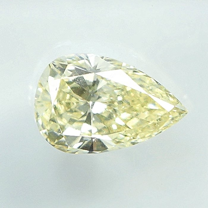 1 pcs Diamant  (Naturfarvet)  - 0.56 ct - Pære - Fancy light Gul - VS1 - Gem Report Antwerp (GRA)