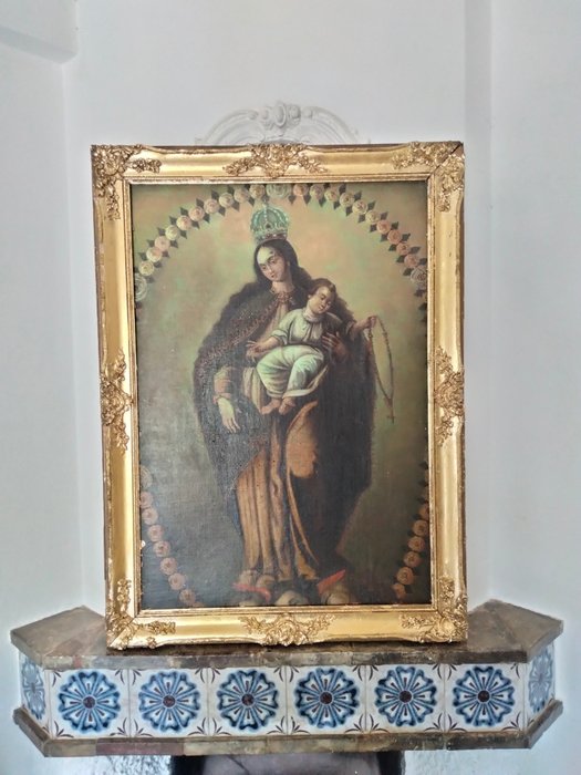 Escuela Novohispana (XVIII) - Virgen del Rosario