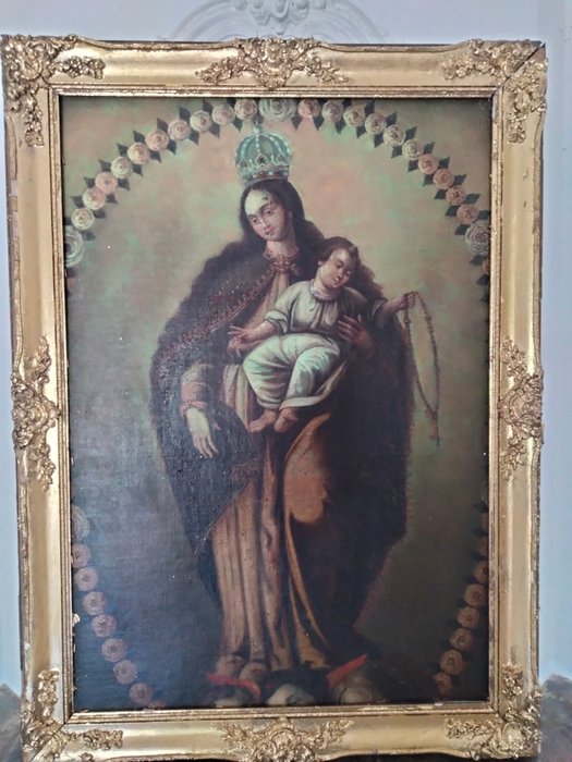 Escuela Novohispana (XVIII) - Virgen del Rosario