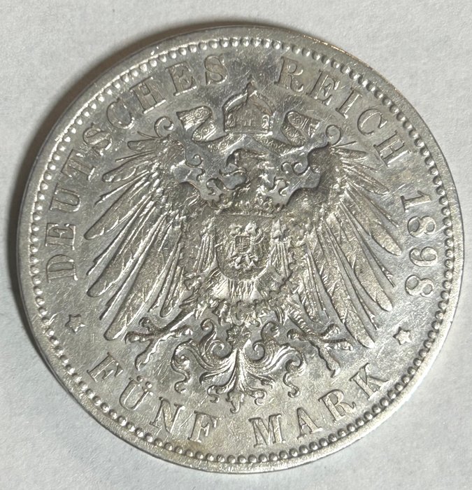 Tyskland, Bavaria. Otto (1886-1913). 5 Mark 1898 D  (Ingen mindstepris)