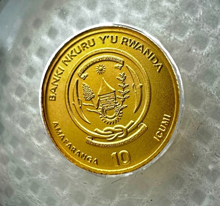 Rwanda. 10 Francs 2021 Icons of the World - Springbock, oro 1/200 Oz (.999)  (Ingen mindstepris)