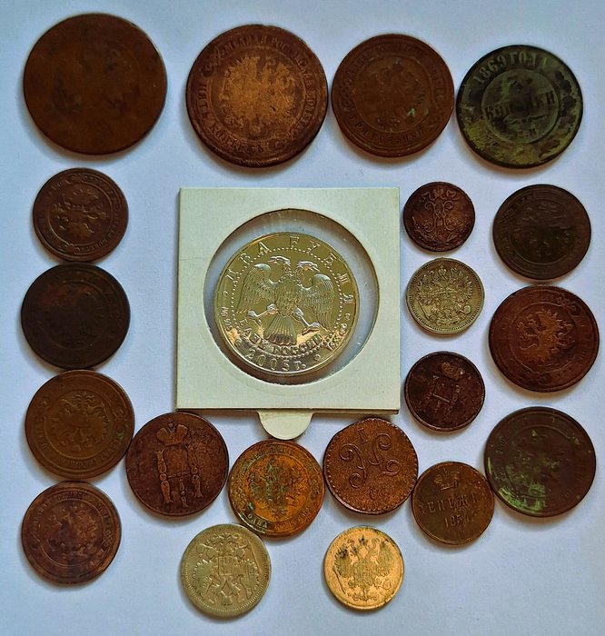 Rusland. A Lot of 21x Russian Coins, including Silver 1850 - 2005  (Ingen mindstepris)