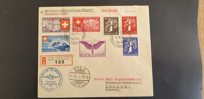 Schweiz  - 1939: Swissair-Europaflight Nord, Riga, af R