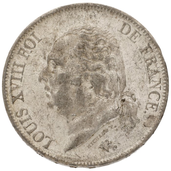 Frankrig. Louis XVIII. 5 Francs 1823 W  (Ingen mindstepris)