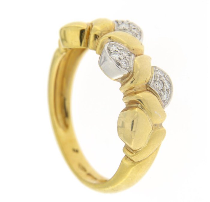 Handmade - Ring - 6g - 18 kraat Gulguld -  0.12ct. tw. - Diamant