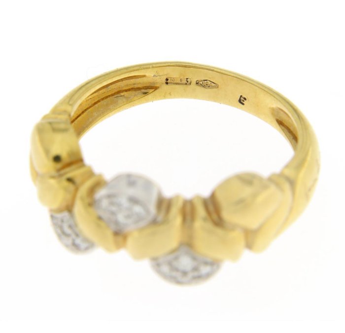 Handmade - Ring - 6g - 18 kraat Gulguld -  0.12ct. tw. - Diamant