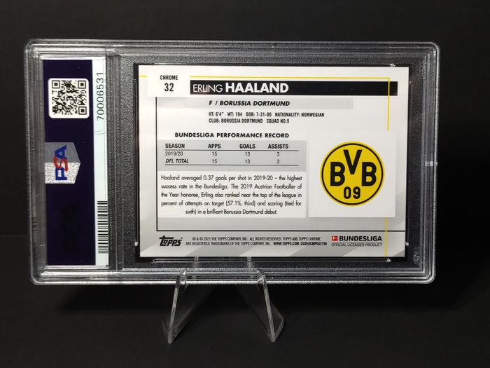 2020/21 Topps Chrome Bundesliga Erling Haaland PSA 10 Graded card