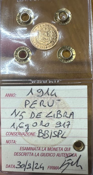 Peru. 1/5 Libra 1914