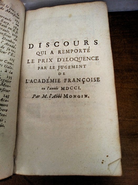 Recueil de plusieurs pièces d'éloquence et de poésie présentées à l'Académie Française pour les prix - 1701