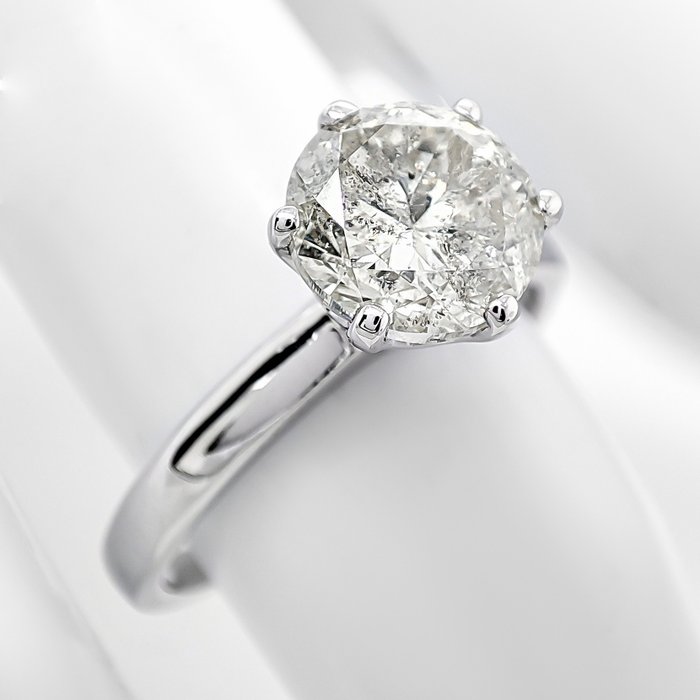 Ring - 14 karat Hvidguld -  2.01ct. tw. Diamant (Natur)