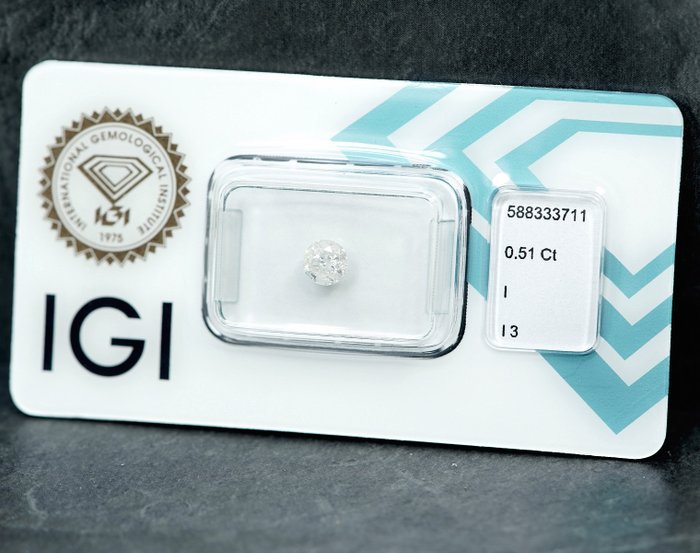 1 pcs Diamant  (Natur)  - 0.51 ct - I - I3 - International Gemological Institute (IGI)