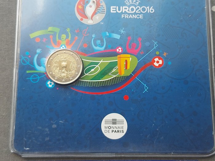 Frankrig. 2 Euro / Mini Set 2016/2022 "Euro 2016" + "20 anos Euro" (2 coincards)  (Ingen mindstepris)