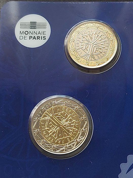 Frankrig. 2 Euro / Mini Set 2016/2022 "Euro 2016" + "20 anos Euro" (2 coincards)  (Ingen mindstepris)