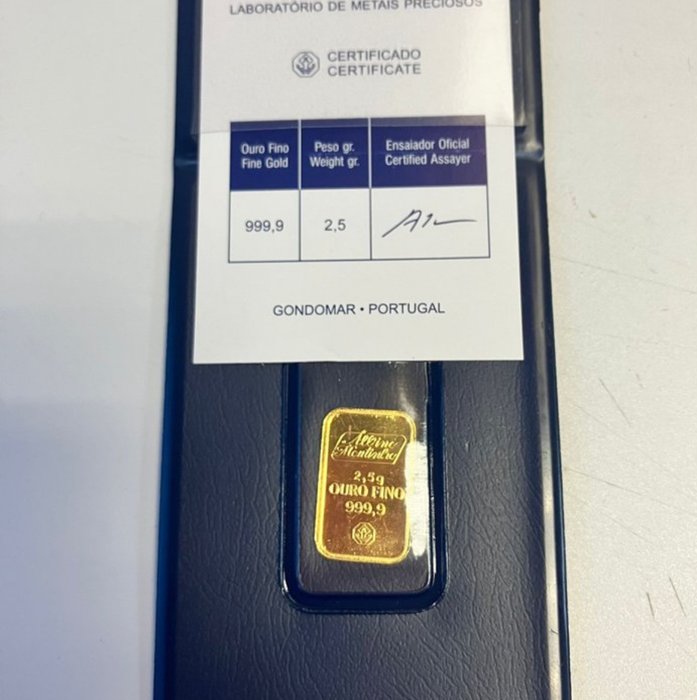 2,5 gram - Guld 999 - Albino Moutinho - Portugal - Med certifikat  (Ingen mindstepris)