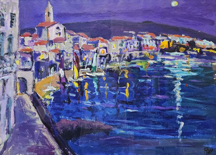 Ecole Catalane (XX) - Vista nocturna de Cadaqués