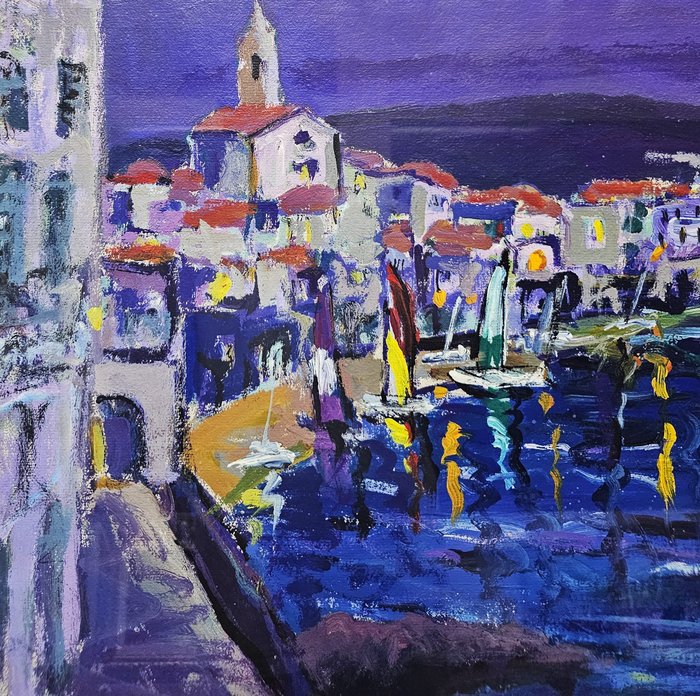 Ecole Catalane (XX) - Vista nocturna de Cadaqués