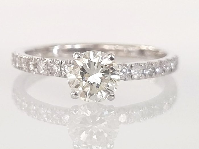 Forlovelsesring - 14 karat Hvidguld -  099ct tw Diamant  (Natur)