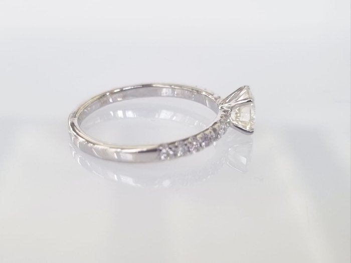 Forlovelsesring - 14 karat Hvidguld -  099ct tw Diamant  (Natur)