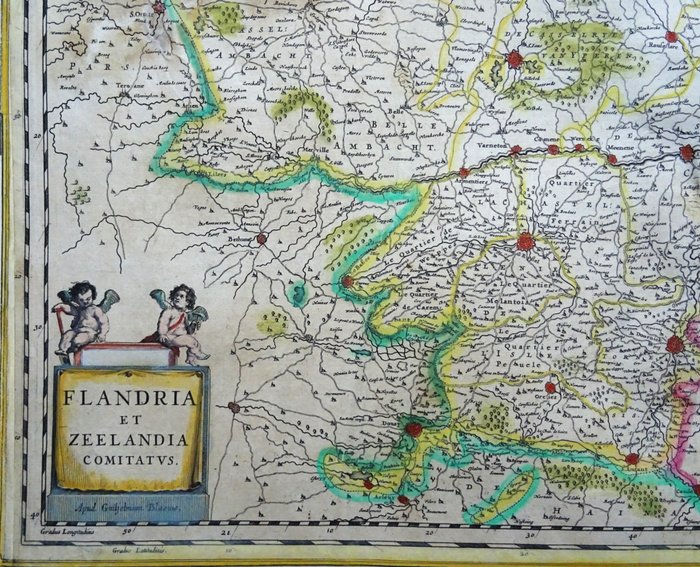 Belgien - Holland, Flandern, Zeeland, Brabant, Frankrig; W. Blaeu - Flandria et Zeelandia Comitatus - 1621-1650