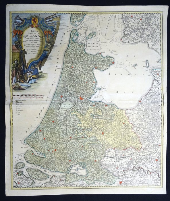 Holland - Nord- og Sydholland, Utrecht, IJsselmeer; Homann - Tabula Comitatus Hollandiæ cum ipsius Confiniis Dominii nimirum Ultraiectini nec non Geldriæ... - 1721-1750