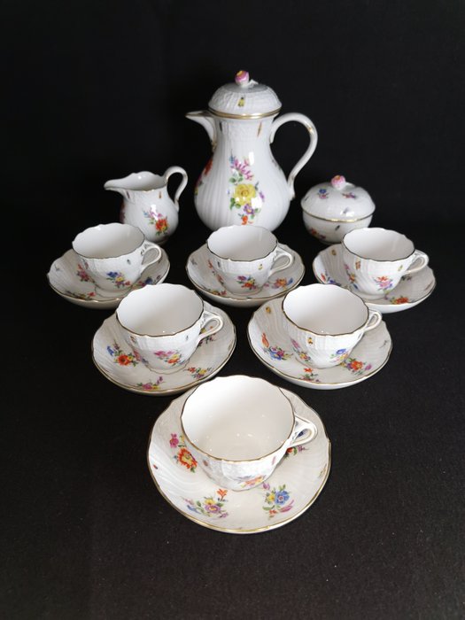 Meissen - Kaffeservice (15) - Per 6 persone con fiori e insetti - 1.Wahl -Neu Brandenstein ott - Porcelæn