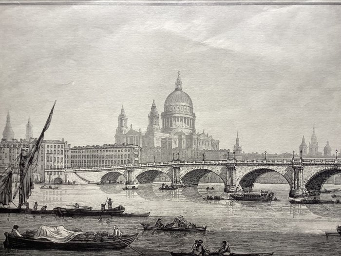 Storbritannien - London; . - 5 views; London Bridge, Blackfriars Bridge, Lambeth Bridge, The Royal Exchange, Windsor Castle. - 1821-1850