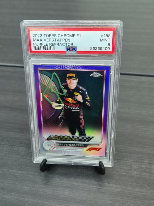 2022 Topps Chrome F1 Max Verstappen #158 Purple Refractor /399 PSA 9 Graded card