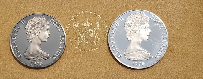 Cook-øerne. Elizabeth II. PROOF Set of 8 x Dollars Coins including Silvr coins with special mint certificate  mint box  1978  (Ingen mindstepris)