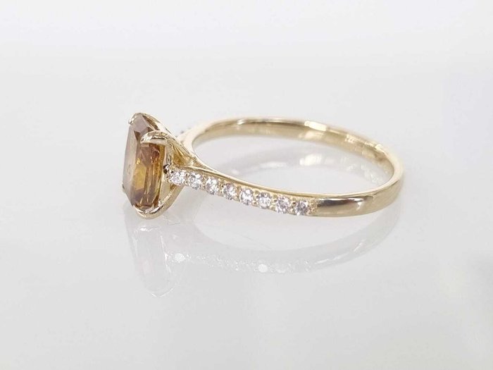 Cocktailring - 14 karat Gulguld -  1.36ct. tw. Gul Diamant (Naturfarvet)