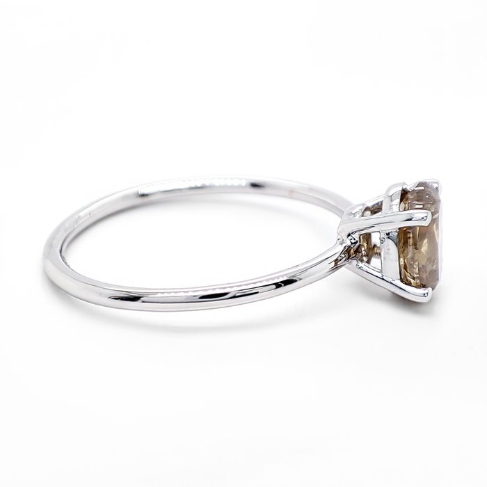 Ring - 14 karat Hvidguld -  1.04ct. tw. Gul Diamant (Naturfarvet)