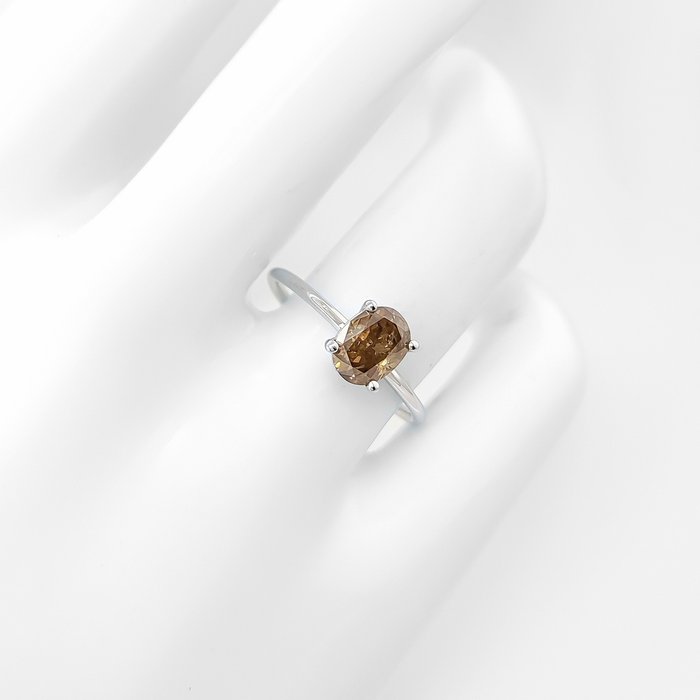 Ring - 14 karat Hvidguld -  1.04ct. tw. Gul Diamant (Naturfarvet)