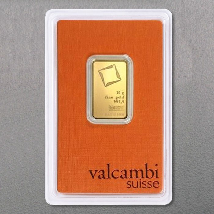 10 gram - Guld 999 - Valcambi, Switzerland - Forseglet  Med certifikat