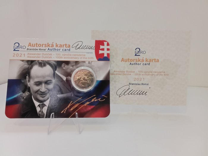 Slovakiet. 2 Euro 2021 "Alexander Dubček" (firmata autore)