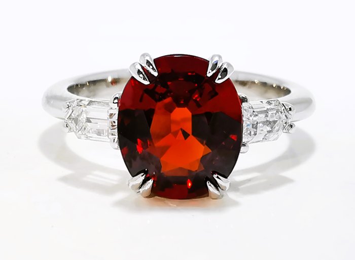 Ring - 18 kraat Hvidguld Spessartine ekstra fin farvekvalitet 325ct -  325ct tw Diamant (Natur) - Diamant