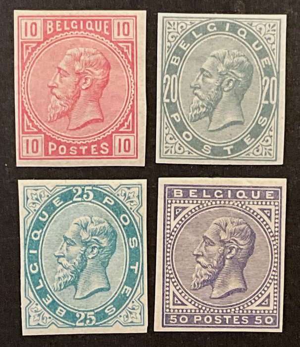 Belgien 1883 - Leopold II Issue 1883 - Komplet serie FORBEDRET uden prøve - OBP 38/41 ND